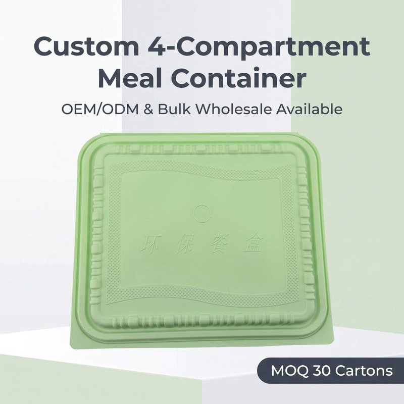 Green Four-Compartment Hinged Meal Container 396×225mm – Catering Bulk &amp;amp;amp;amp;amp; OEM - image 1