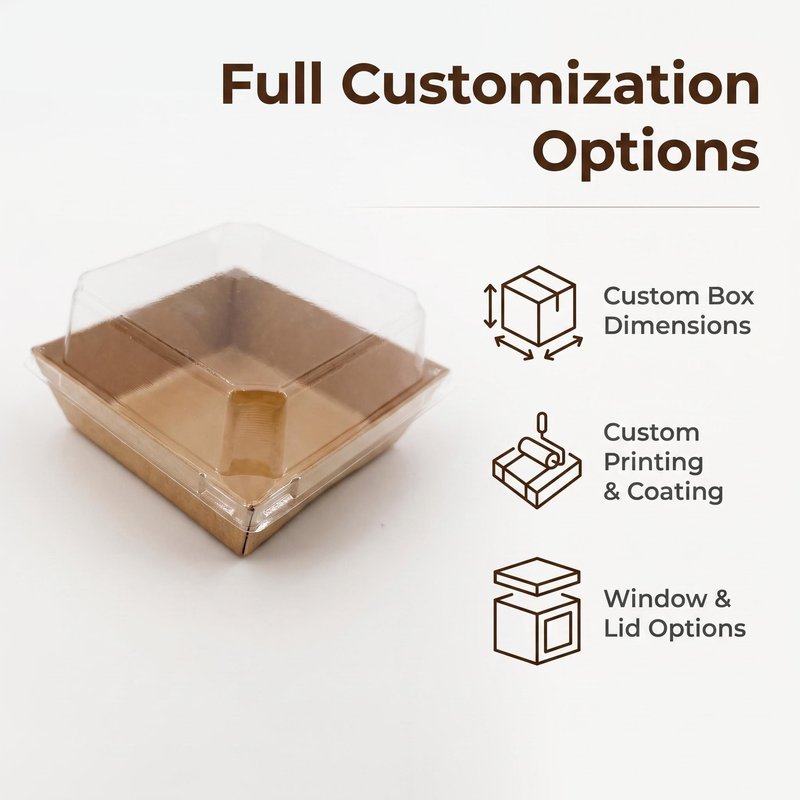 Custom Square Kraft Sandwich Box with Clear PET Lid 108×108mm – Bakery & OEM - image 2 Custom Square Kraft Sandwich Box with Clear PET Lid 108×108mm – Bakery & OEM - image 2