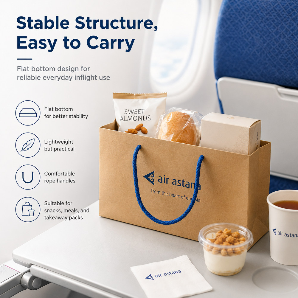 Wholesale airline kraft paper hand bags with blue rope handles - bulk factory supply from Xinghan Wholesale airline kraft paper hand bags with blue rope handles - bulk factory supply from Xinghan